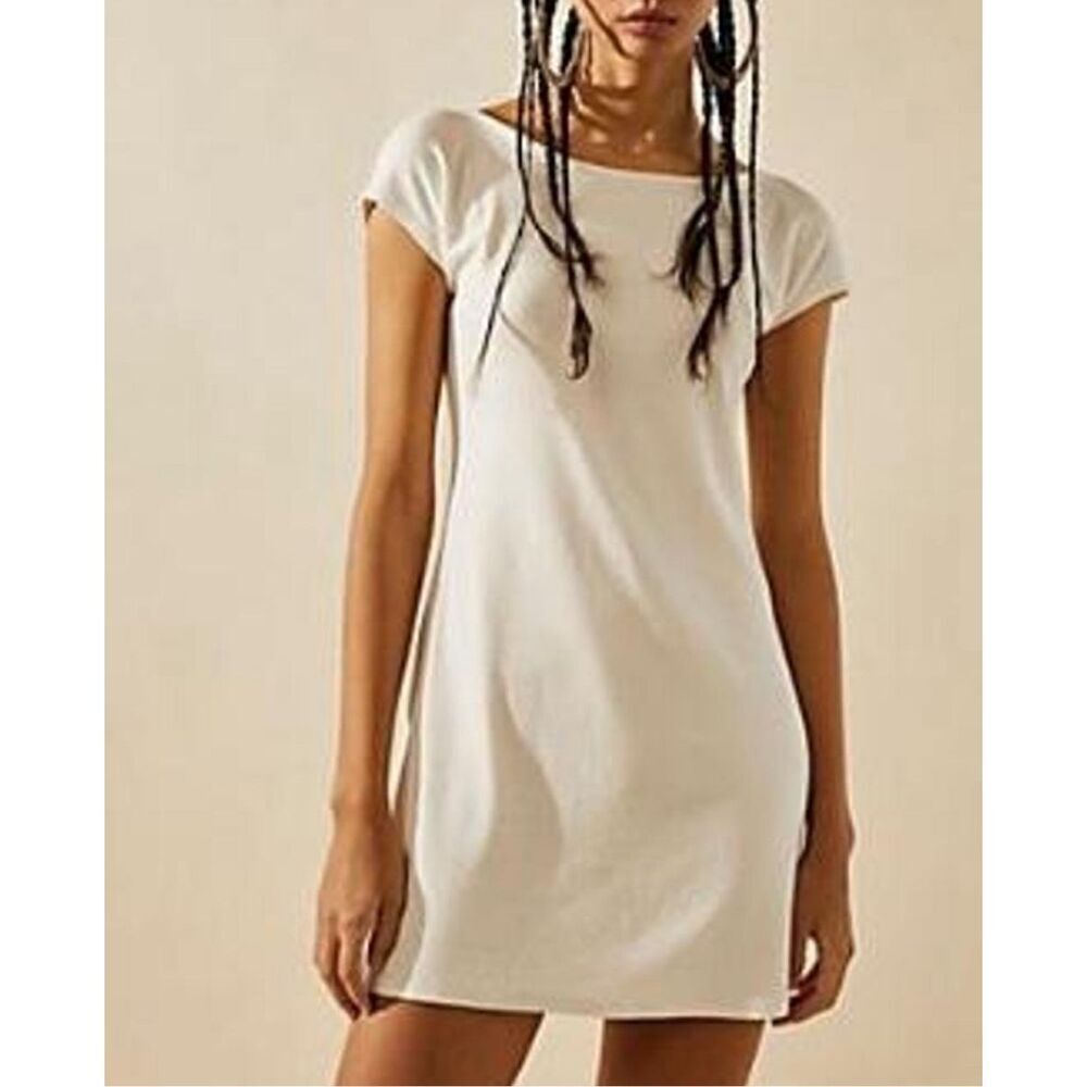 Free People Rosalia Good Feels open back white mini dress